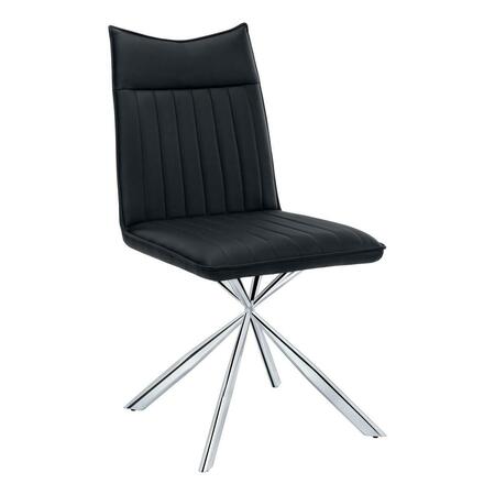 DAPHNES DINNETTE 36 in. Dining Chair Leather-Look, Black - Chrome Finish - 2 Piece DA3079065